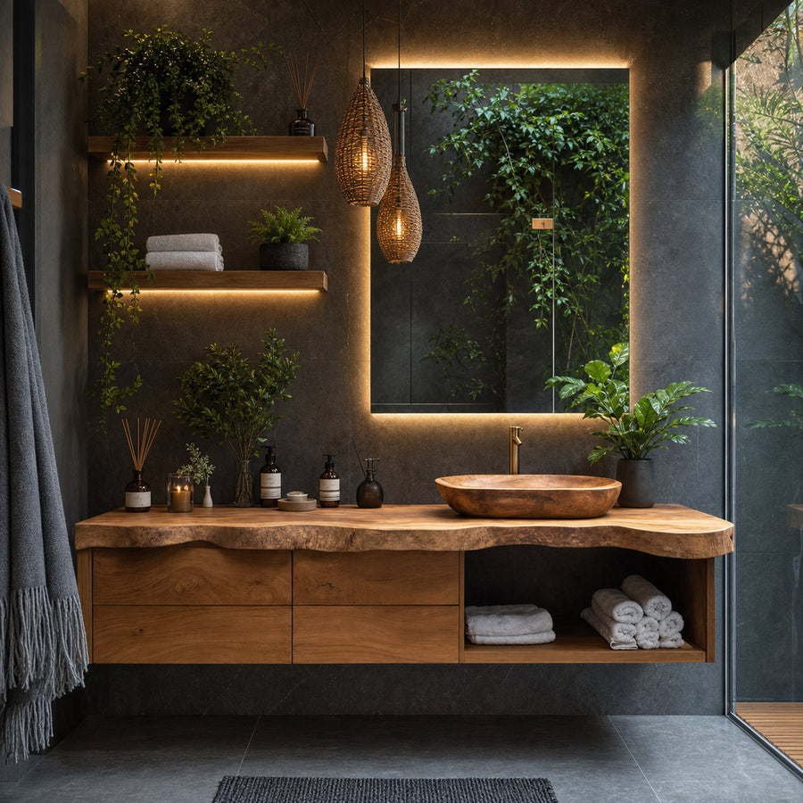Handcrafted Live Edge Vanity For Bathroom Interiors