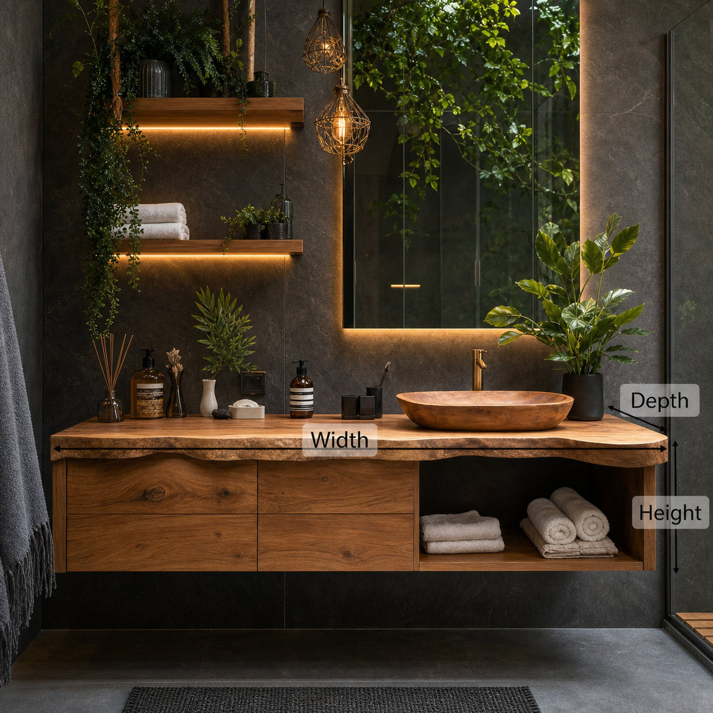 Handcrafted Live Edge Vanity For Bathroom Interiors - product view 6