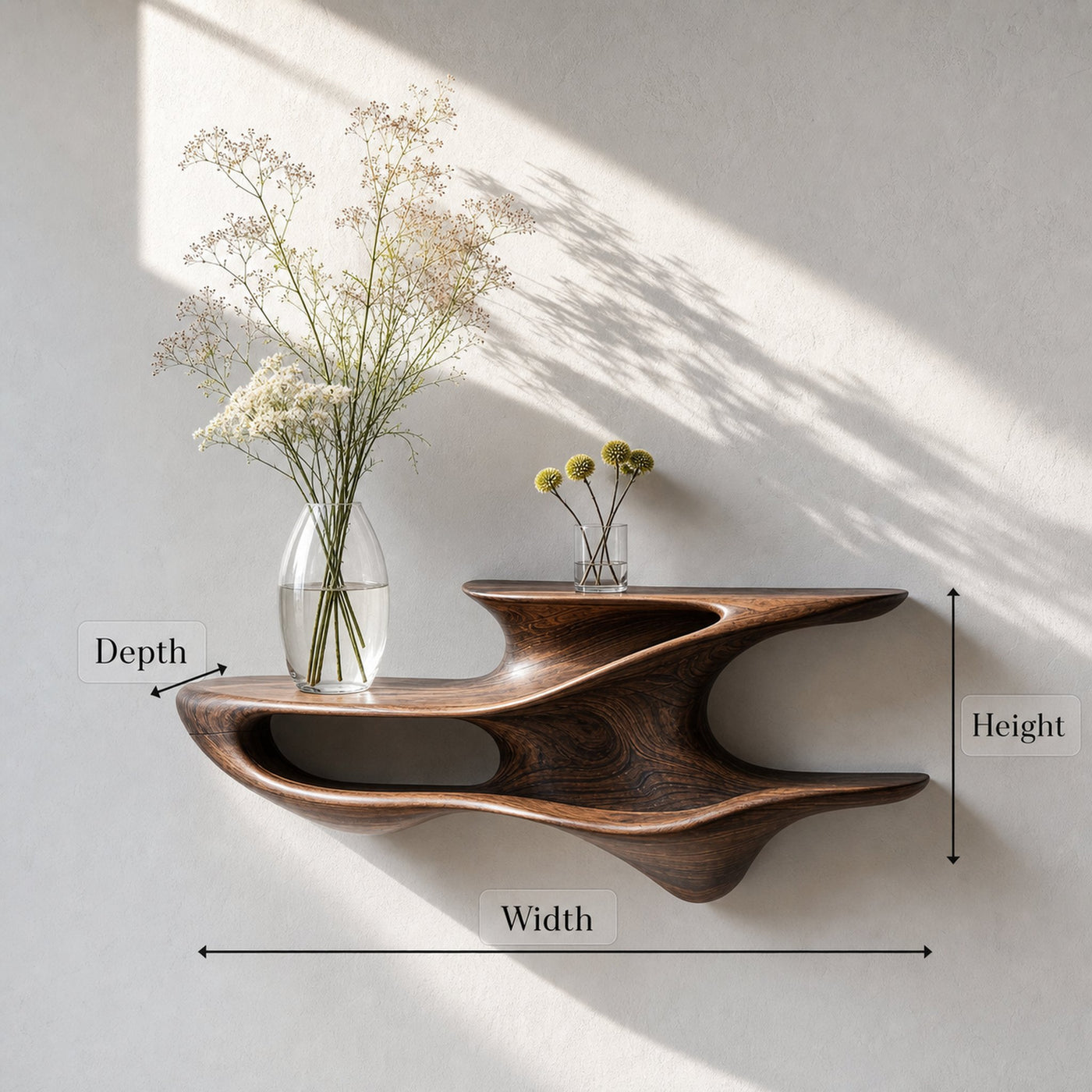 Handcrafted Live Edge Wall Mount Shelf For Living Room - product view 8