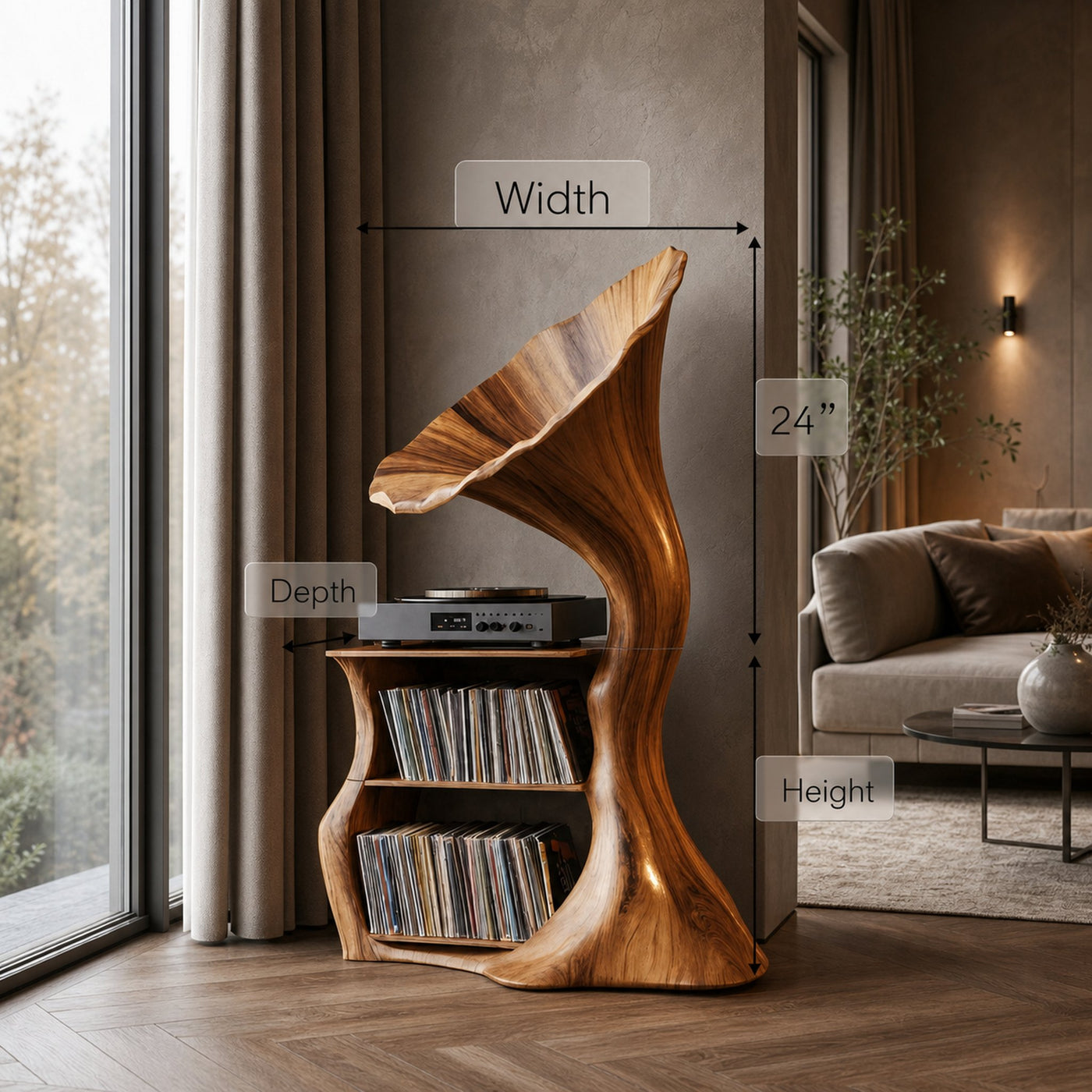 Handcrafted Record Player Stand For Livingroom Decor - product view 6