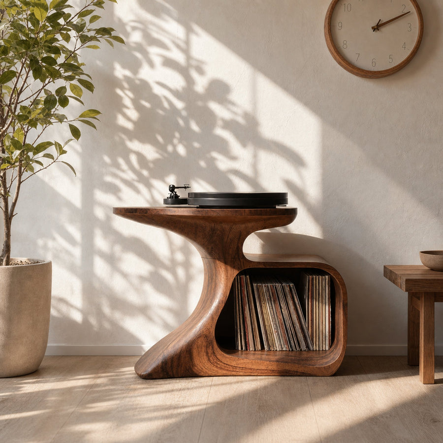 Handcrafted Record Stand Artisan Living Room Decor