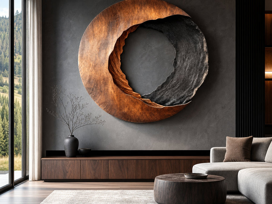 Moonwell Twilight Carved Wall Sculpture with Round Panel