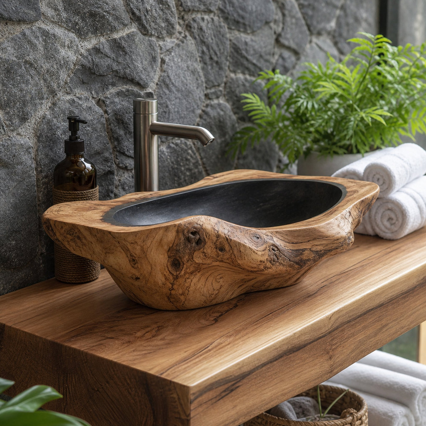Handcrafted Solid Wood Sink For Bathroom Design Upgrade