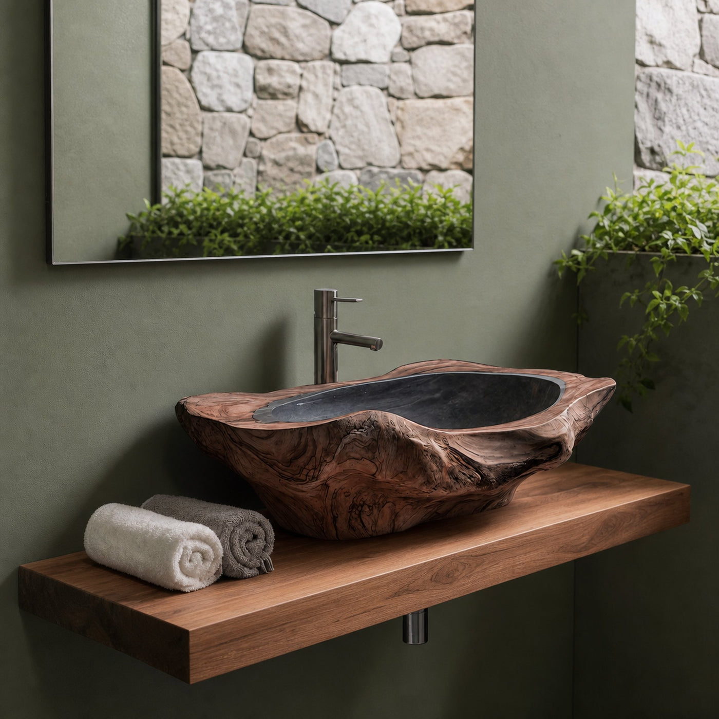 Handcrafted Solid Wood Sink For Bathroom Design Upgrade - product view 7