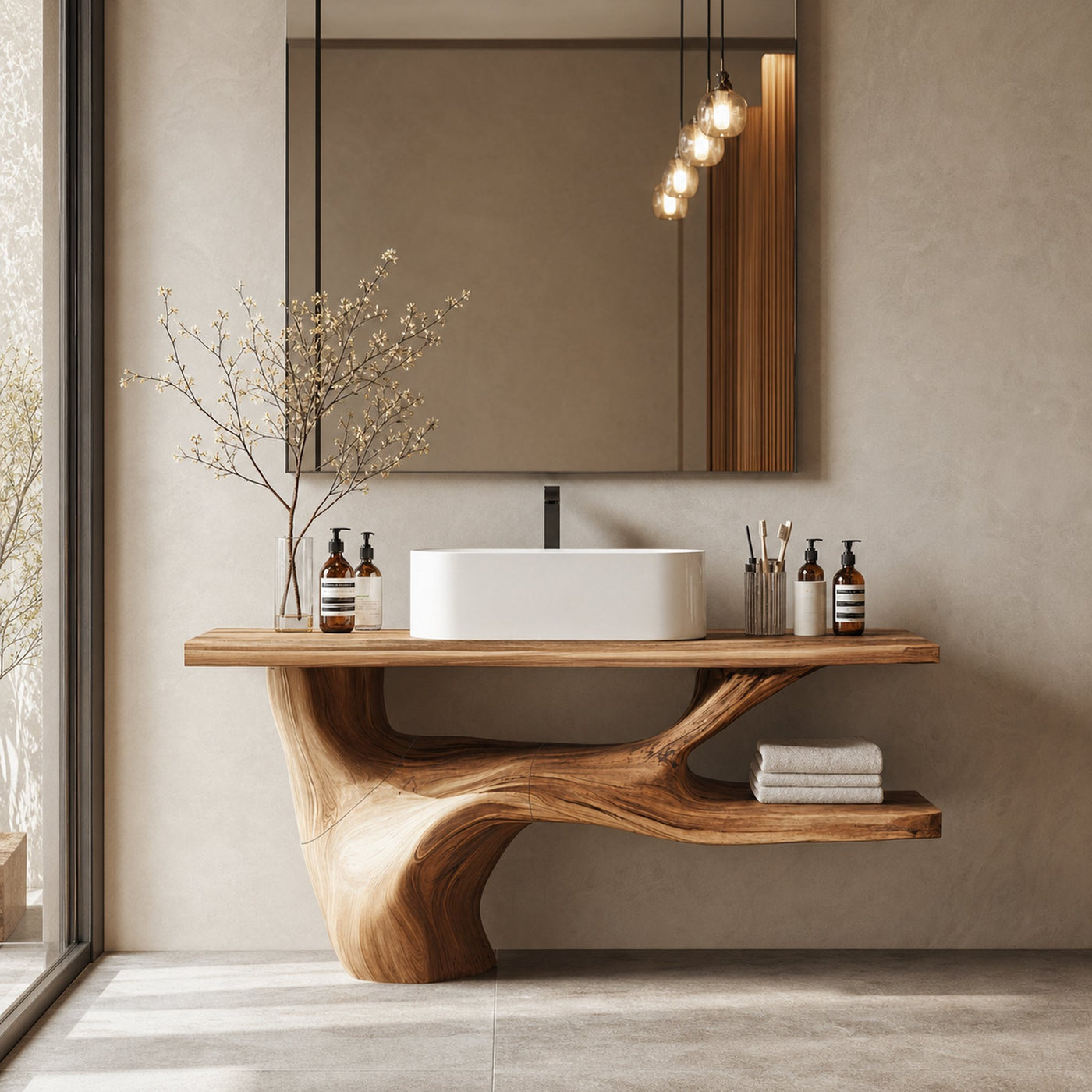 Handcrafted Solid Wood Vanity For Natural Interiors