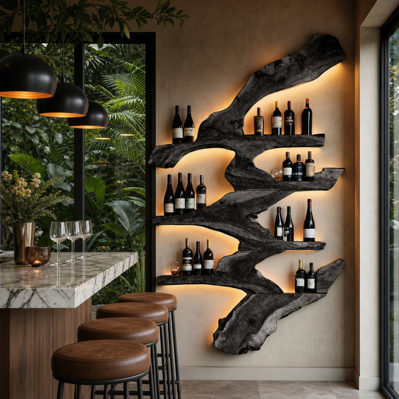 Riverline Coastline Live Edge Wall-Mounted Wine Rack