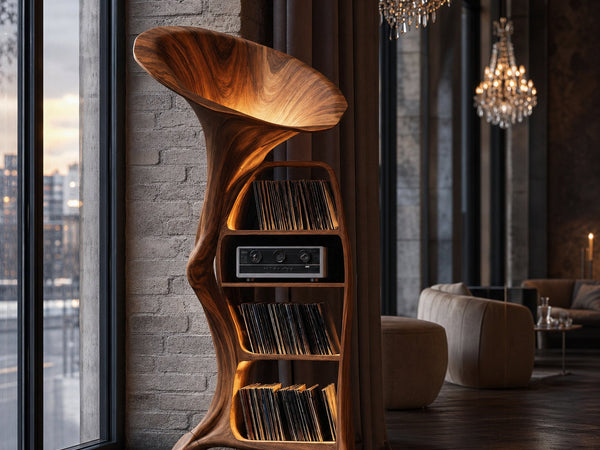 Handcrafted Wood Record Player Stand For Entryway