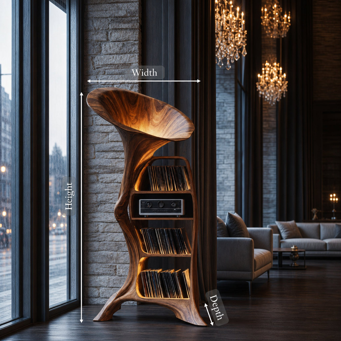 Handcrafted Wood Record Player Stand For Entryway - product view 6