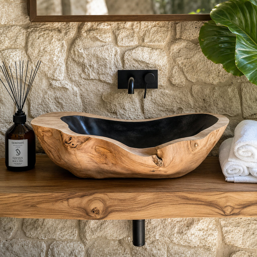 Handcrafted Wooden Vessel Sink For Bathroom Art Decor