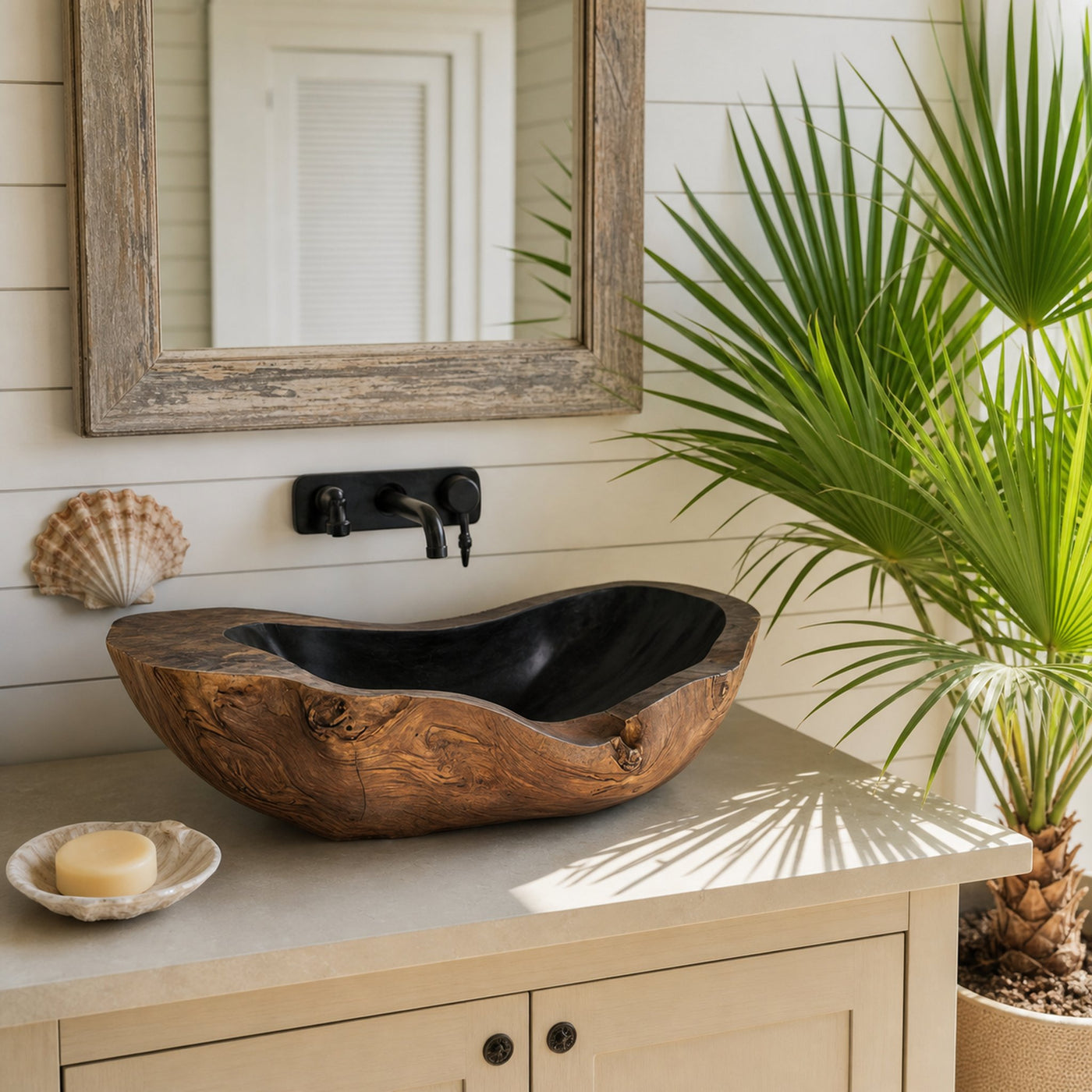 Handcrafted Wooden Vessel Sink For Bathroom Art Decor - product view 6