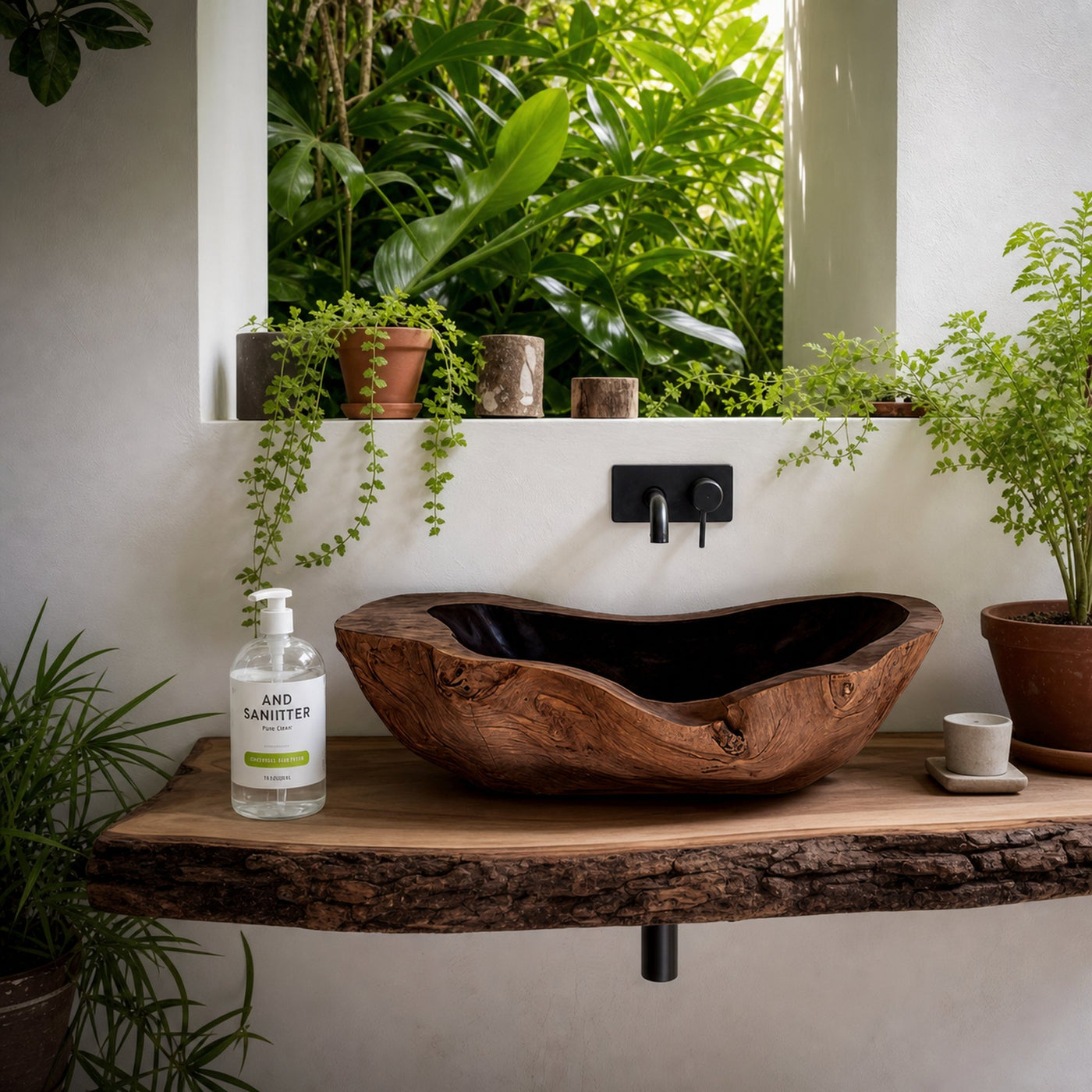 Handcrafted Wooden Vessel Sink For Bathroom Art Decor - product view 7