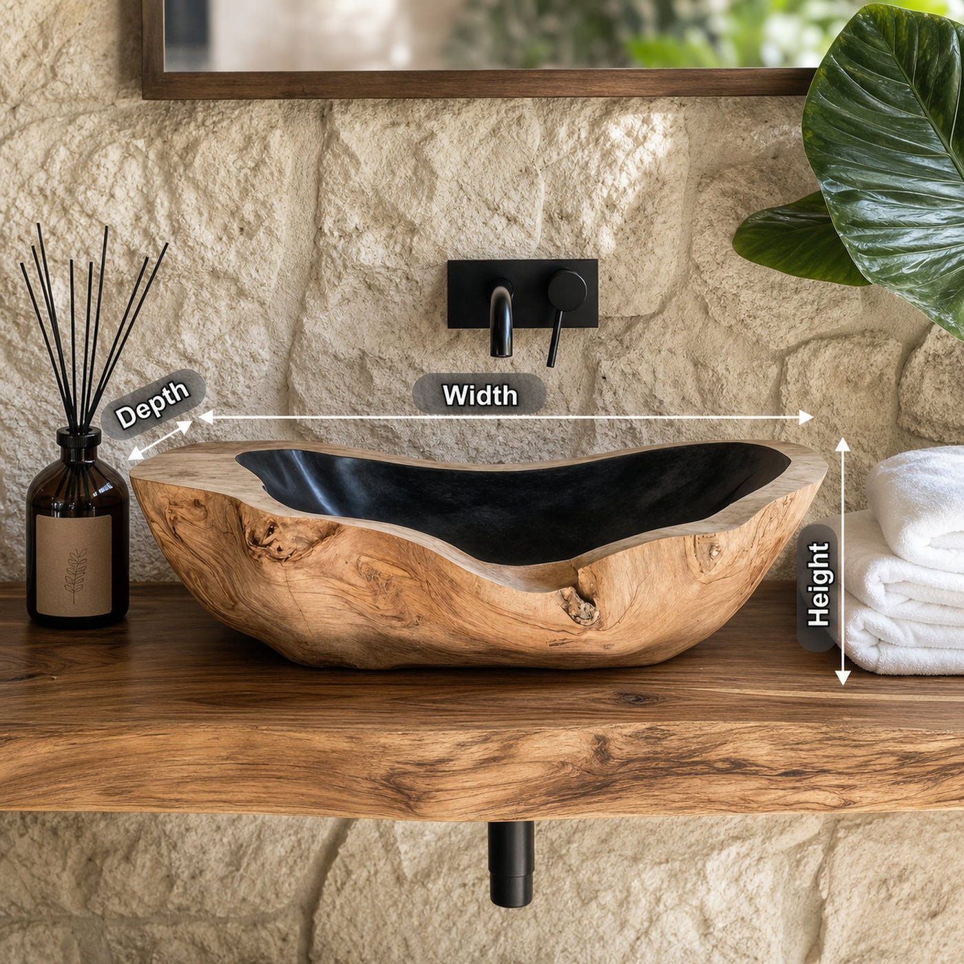 Handcrafted Wooden Vessel Sink For Bathroom Art Decor - product view 8