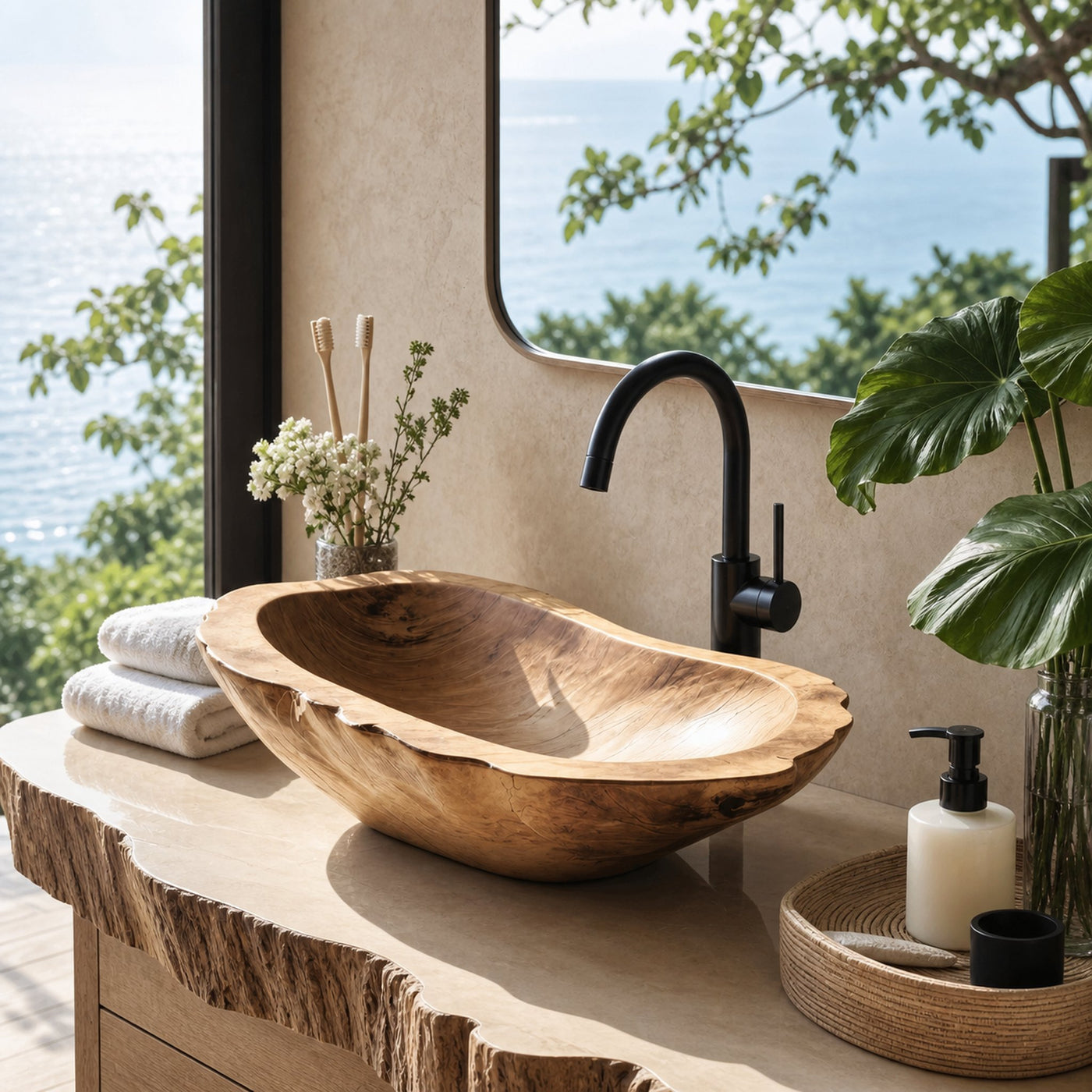 Handcrafted Wooden Vessel Sink For Timeless Bathroom Style