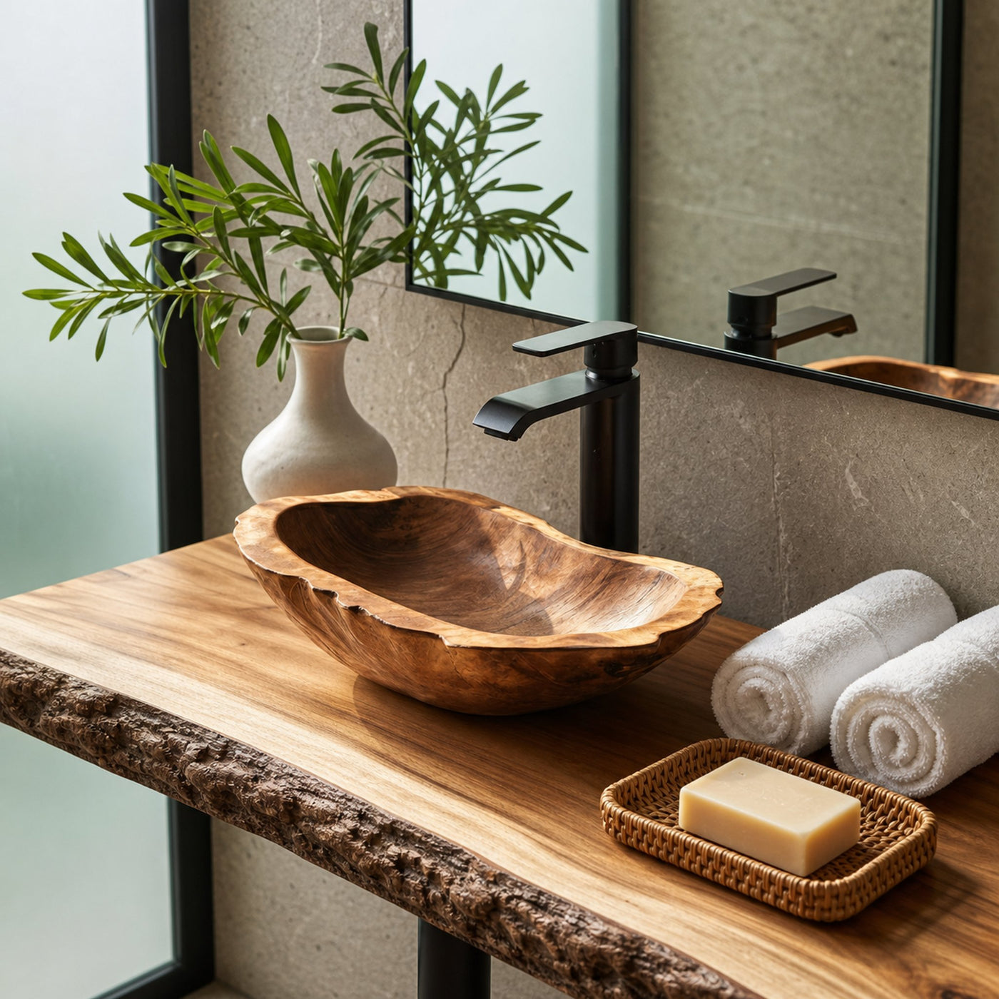 Handcrafted Wooden Vessel Sink For Timeless Bathroom Style - product view 6