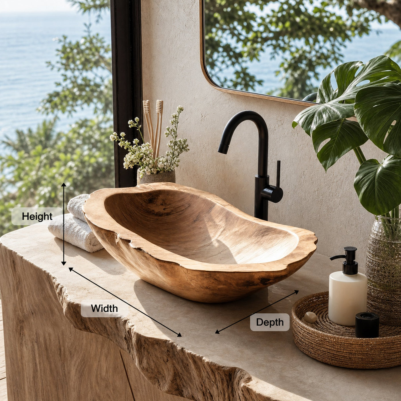 Handcrafted Wooden Vessel Sink For Timeless Bathroom Style - product view 8