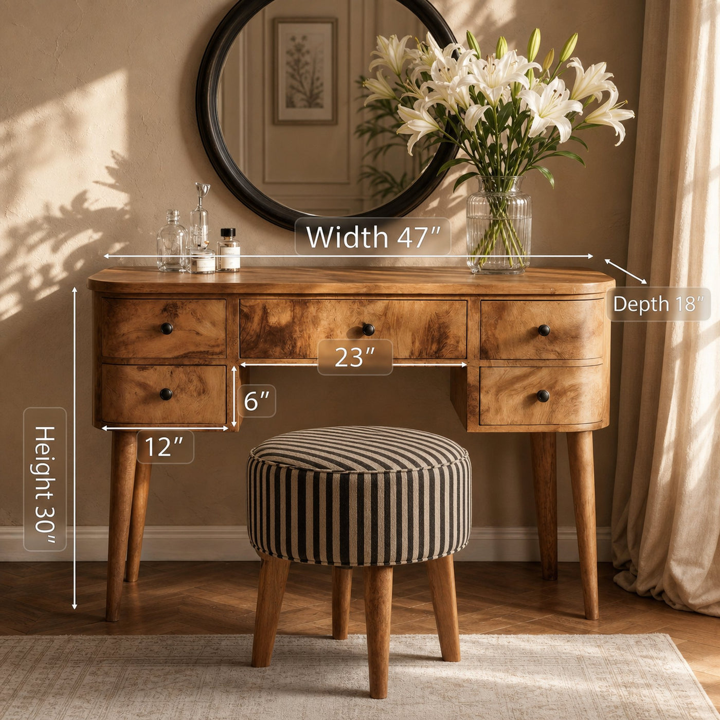 Handmade Vanity Table With Drawers For Bedroom - product view 6