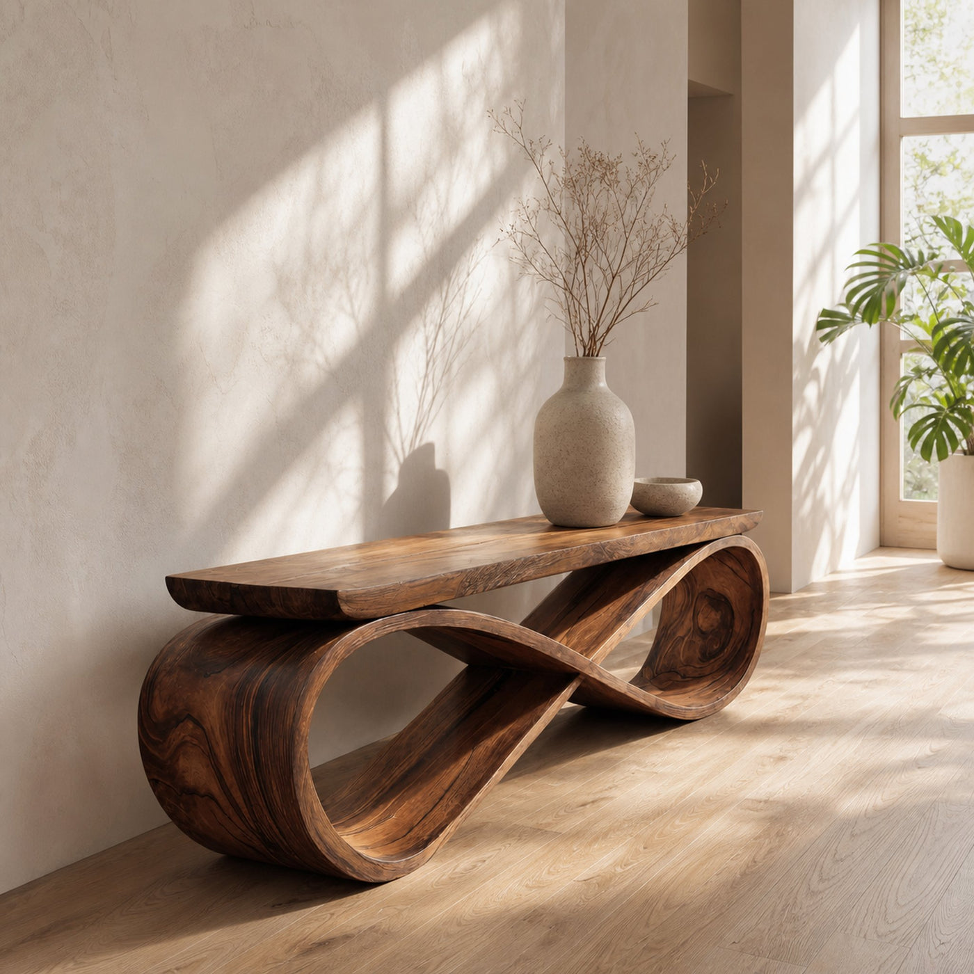 Infinity Loop Sculptural Bench For Entryway Or Living Room