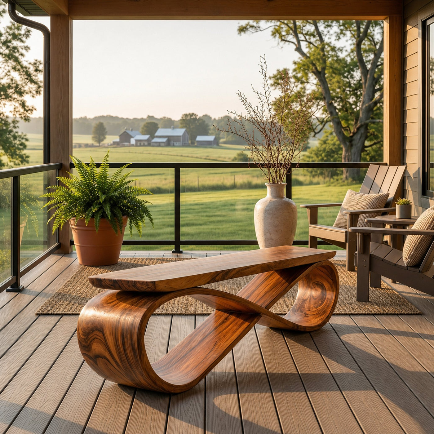 Infinity Loop Sculptural Bench For Entryway Or Living Room - product view 6