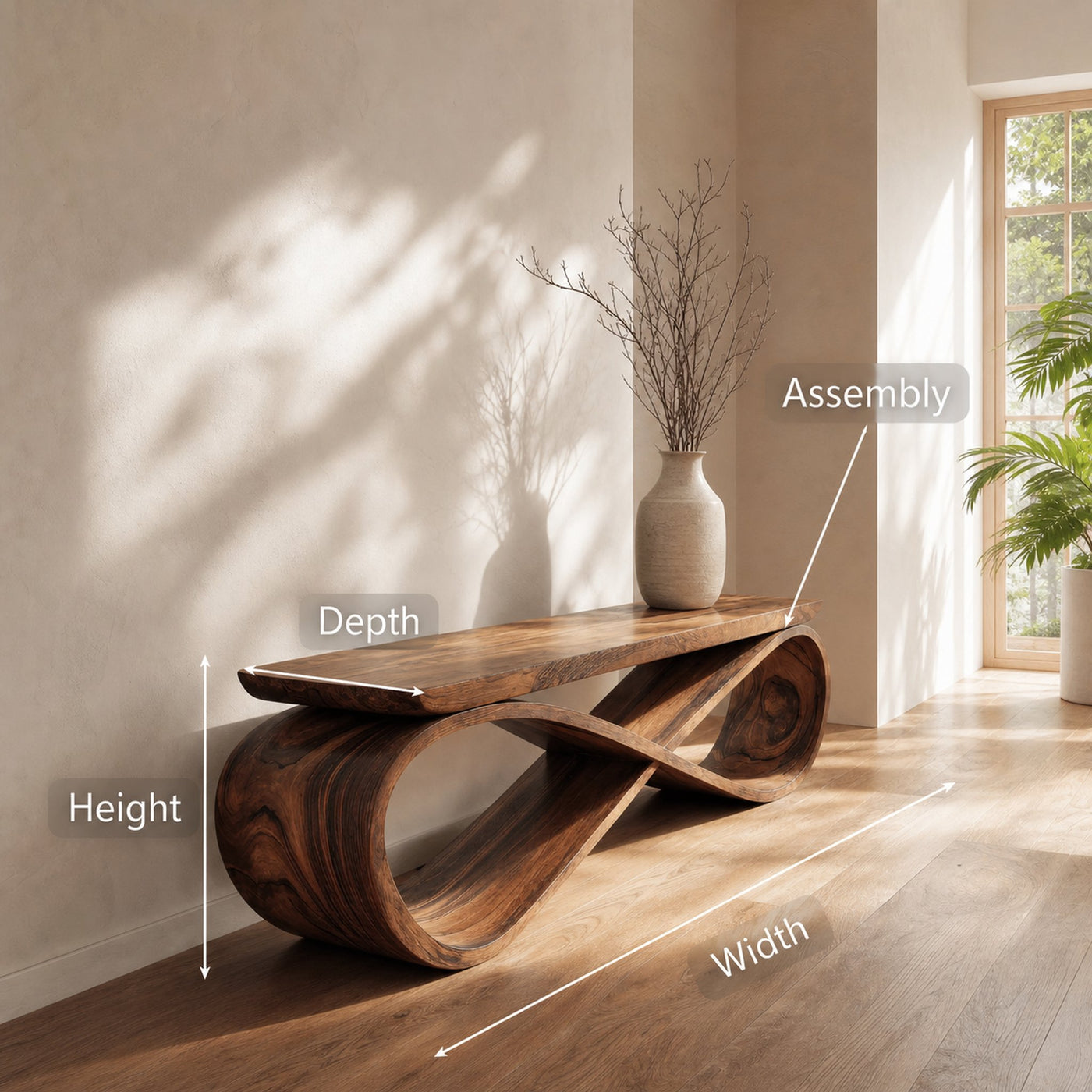 Infinity Loop Sculptural Bench For Entryway Or Living Room - product view 8