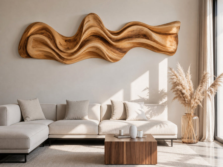 Large Wavy Wall Art Sculpture For Living Room