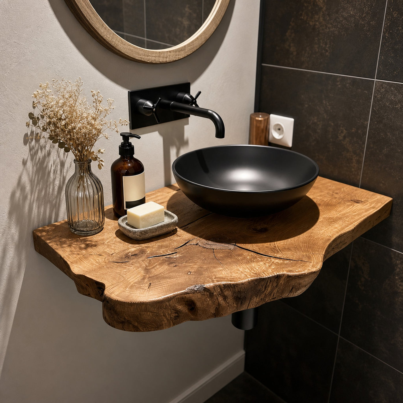 Live Edge Bathroom Vanity Shelfwall