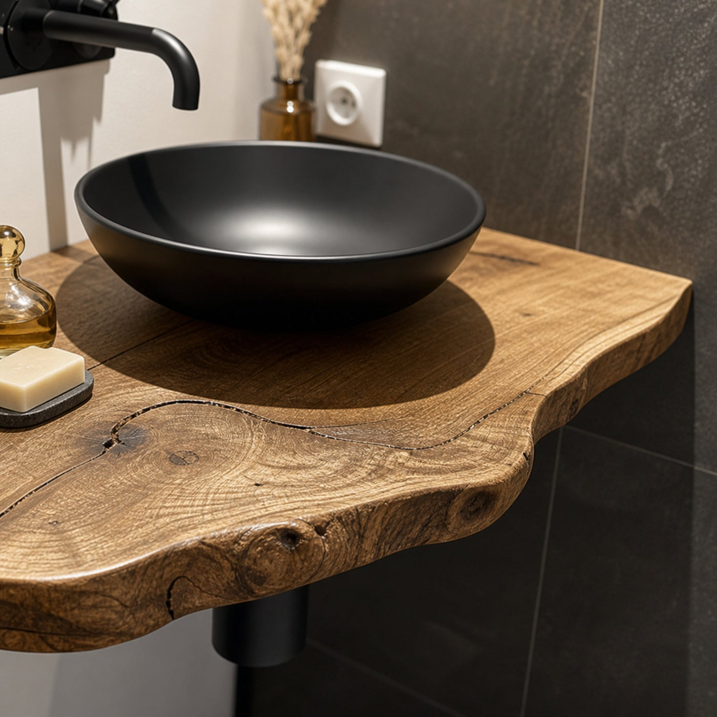 Live Edge Bathroom Vanity Shelfwall - product view 6