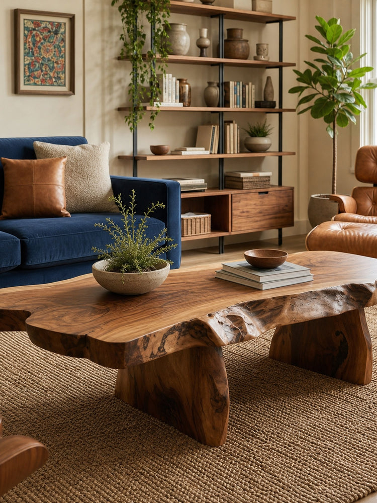 Live Edge Coffee Table With Organic Slab For Living Room And Interior