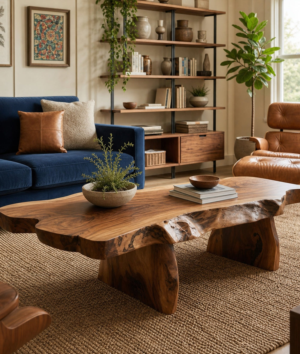 Live Edge Coffee Table With Organic Slab For Living Room And Interior