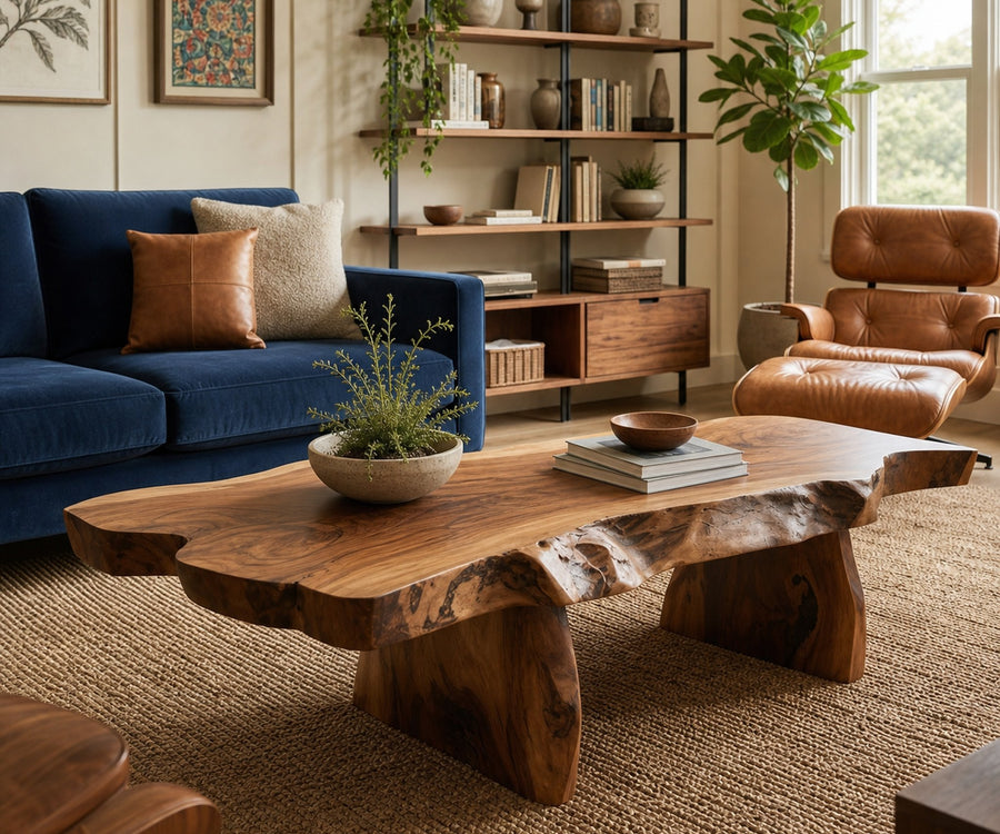 Live Edge Coffee Table With Organic Slab For Living Room And Interior
