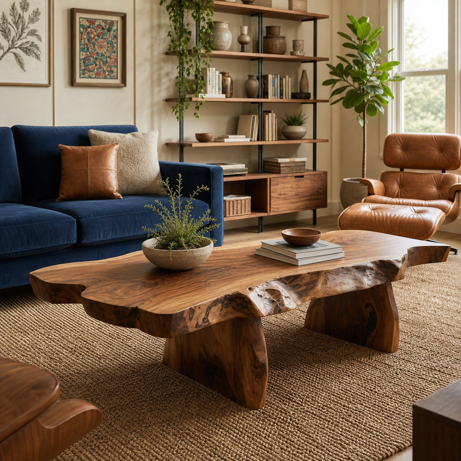 Live Edge Coffee Table With Organic Slab For Living Room And Interior