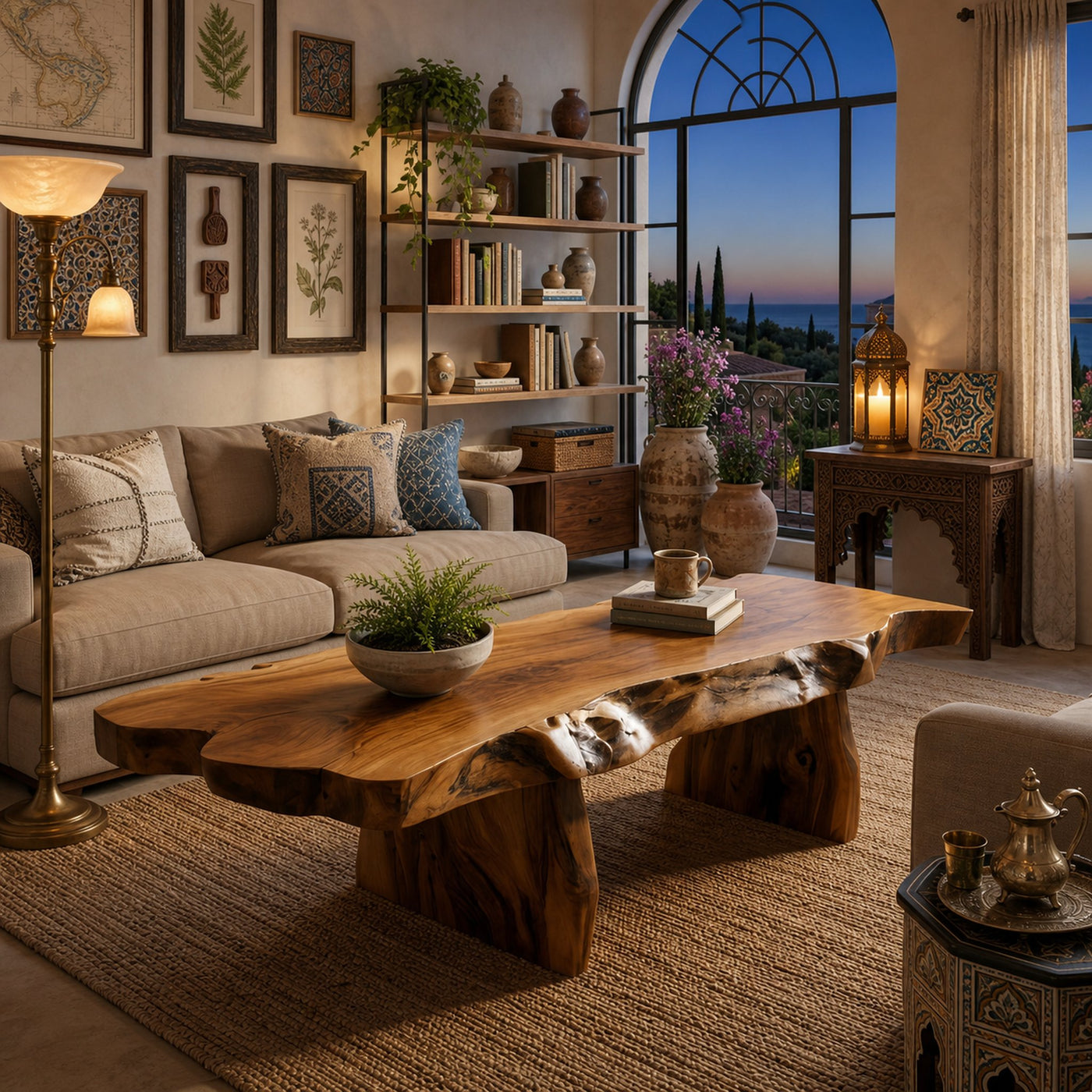 Live Edge Coffee Table With Organic Slab For Living Room And Interior - product view 6
