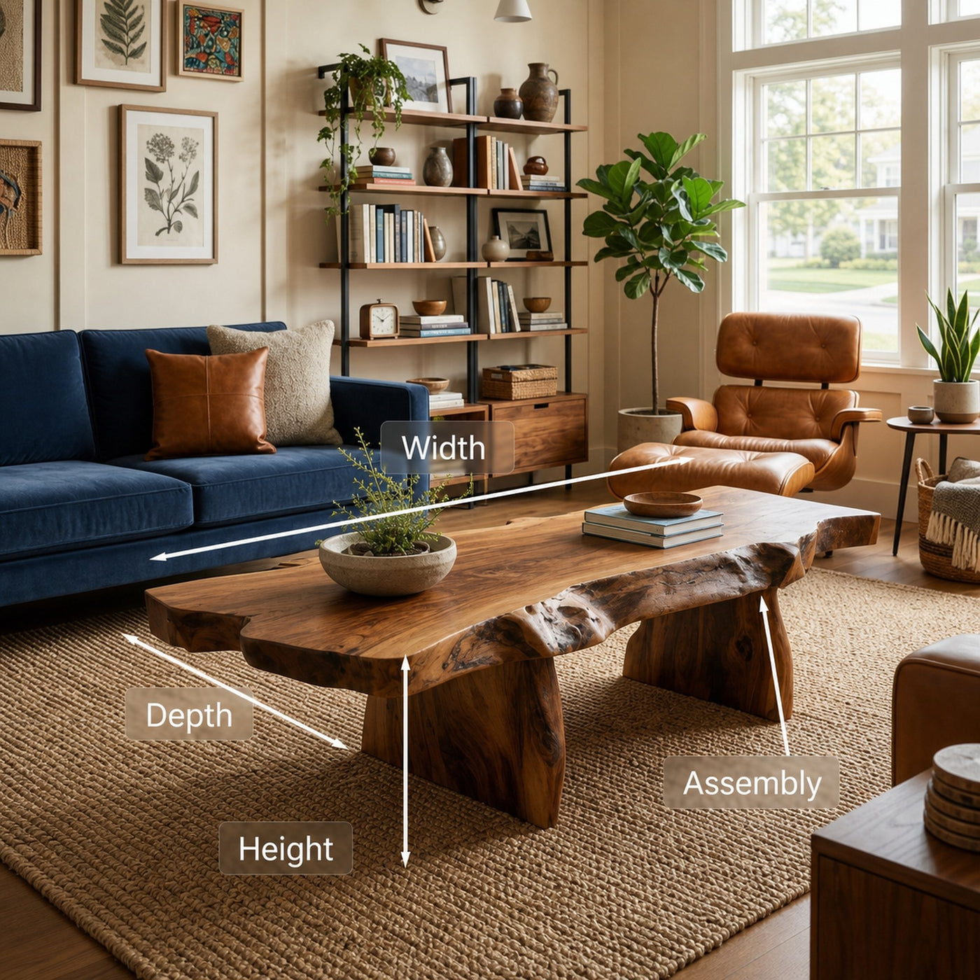 Live Edge Coffee Table With Organic Slab For Living Room And Interior - product view 8