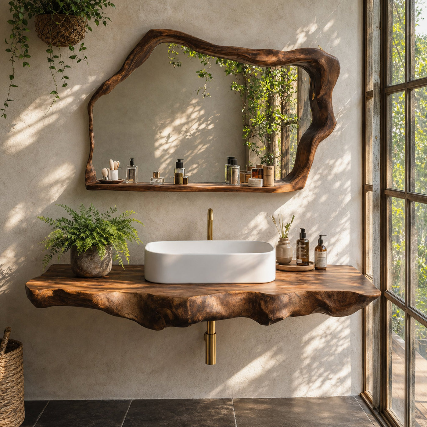 Live Edge Floating Vanity For Bathroom Interior
