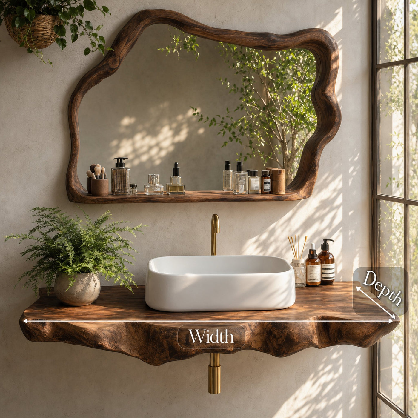 Live Edge Floating Vanity For Bathroom Interior - product view 6