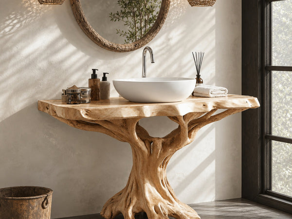 Live Edge Natural Wood Bathroom Vanity For Serene Spaces