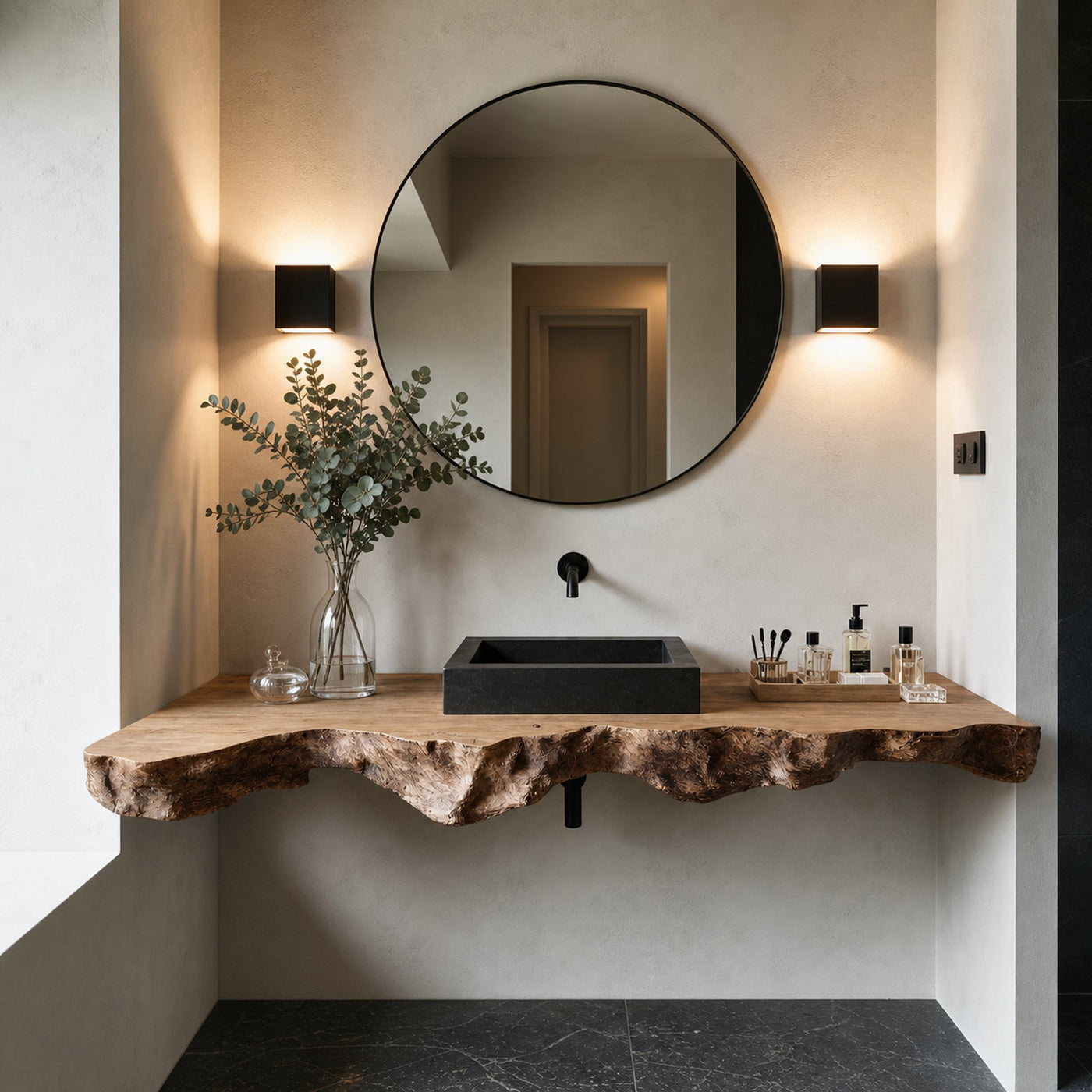 Live Edge Solid Wood Vanity For Rustic Bathroom - product view 6