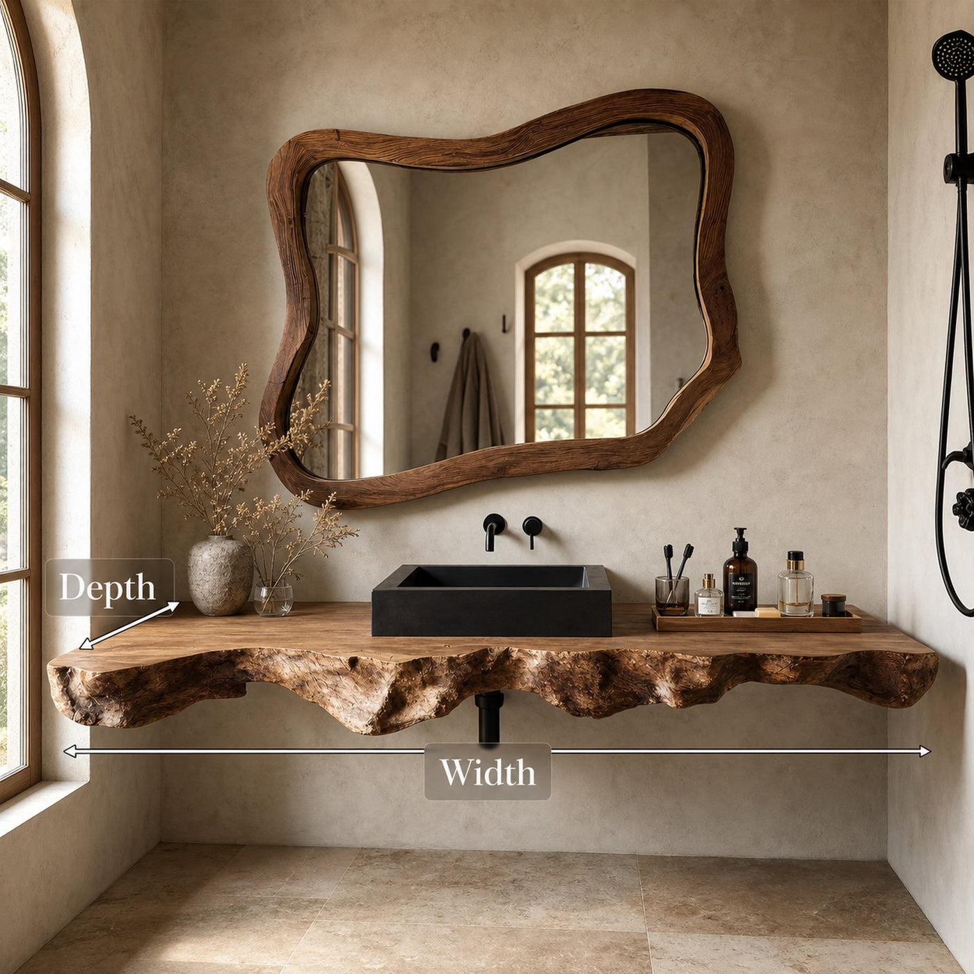 Live Edge Solid Wood Vanity For Rustic Bathroom - product view 8