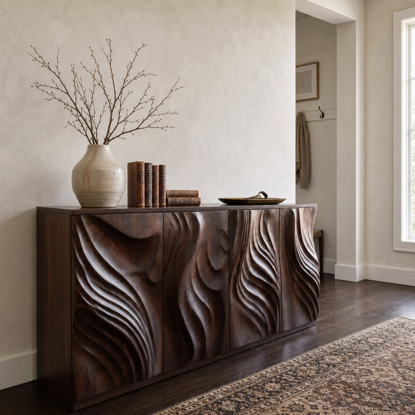Luxury Credenza Sculpted Door Storage Furniture For Living - product view 6