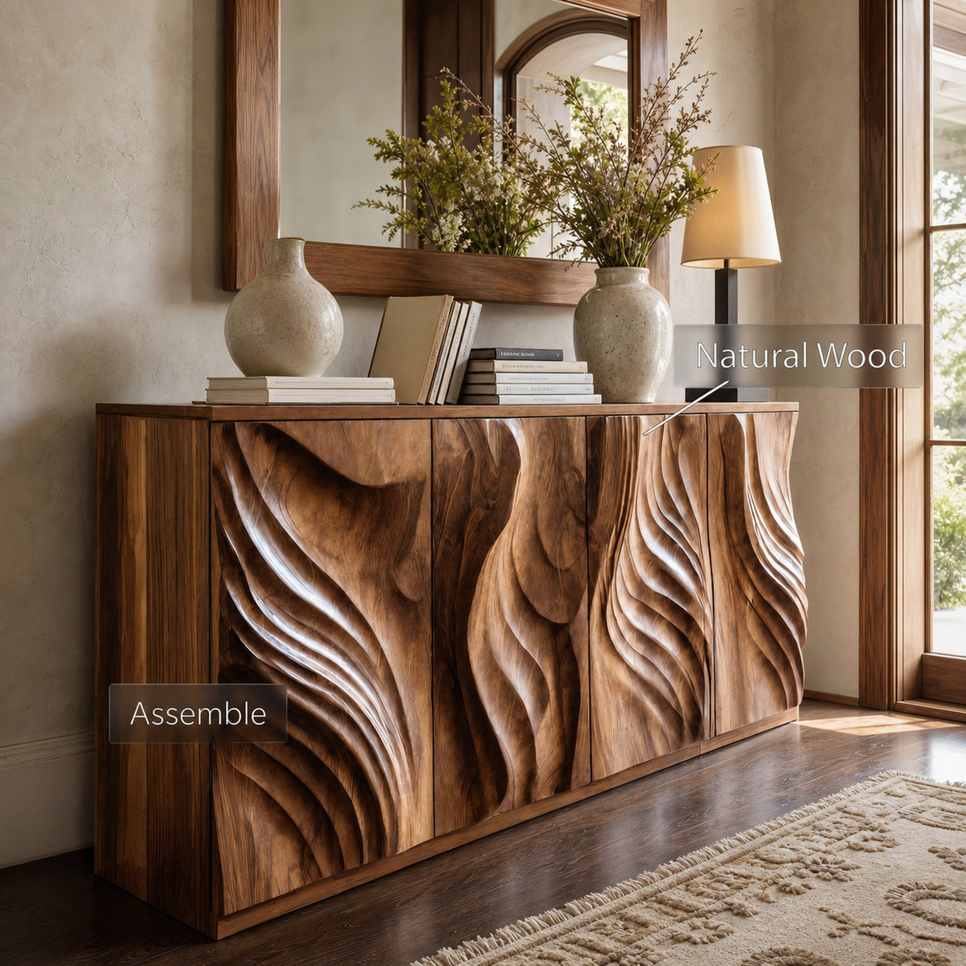 Luxury Credenza Sculpted Door Storage Furniture For Living - product view 7