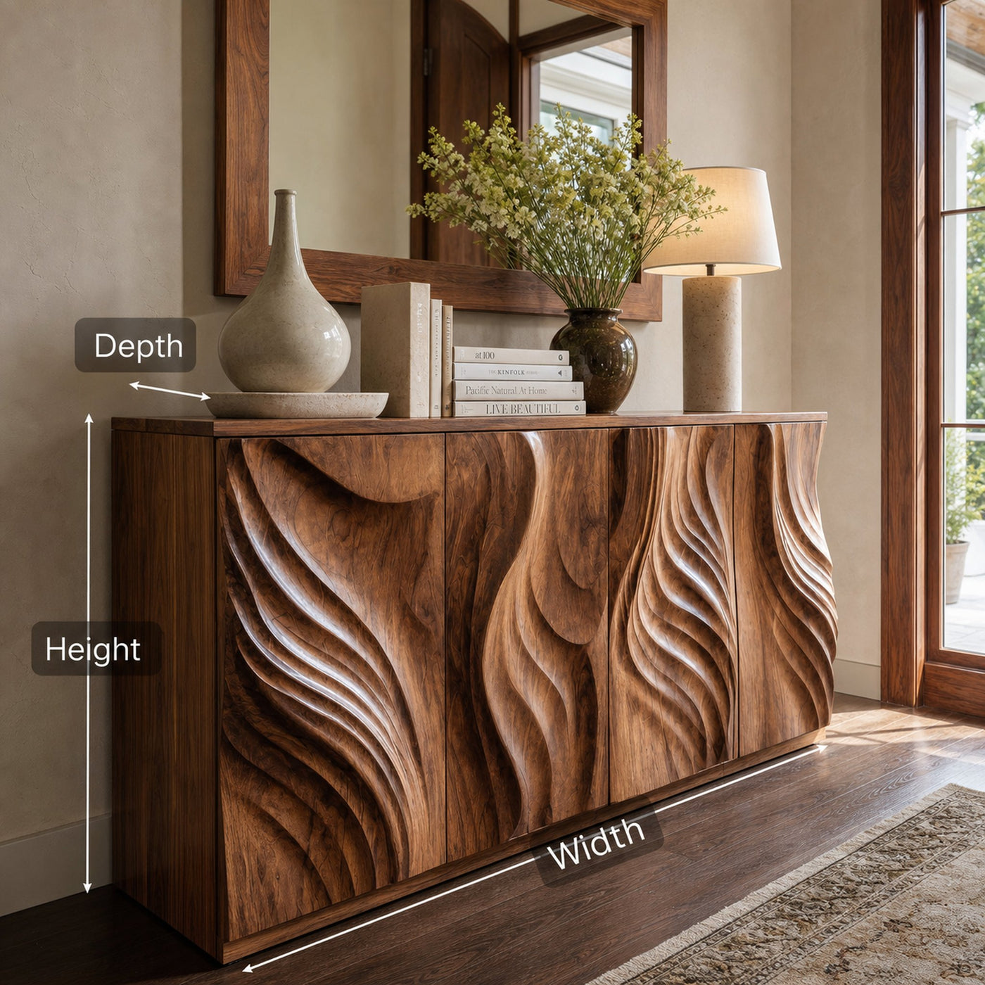 Luxury Credenza Sculpted Door Storage Furniture For Living - product view 8