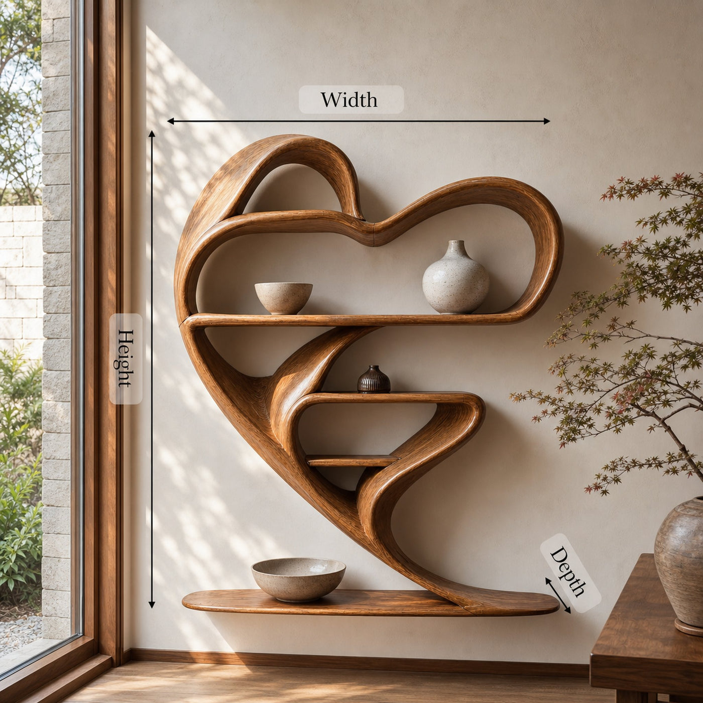 Mid Century Live Edge Bookshelf For Living Room Decor - product view 6