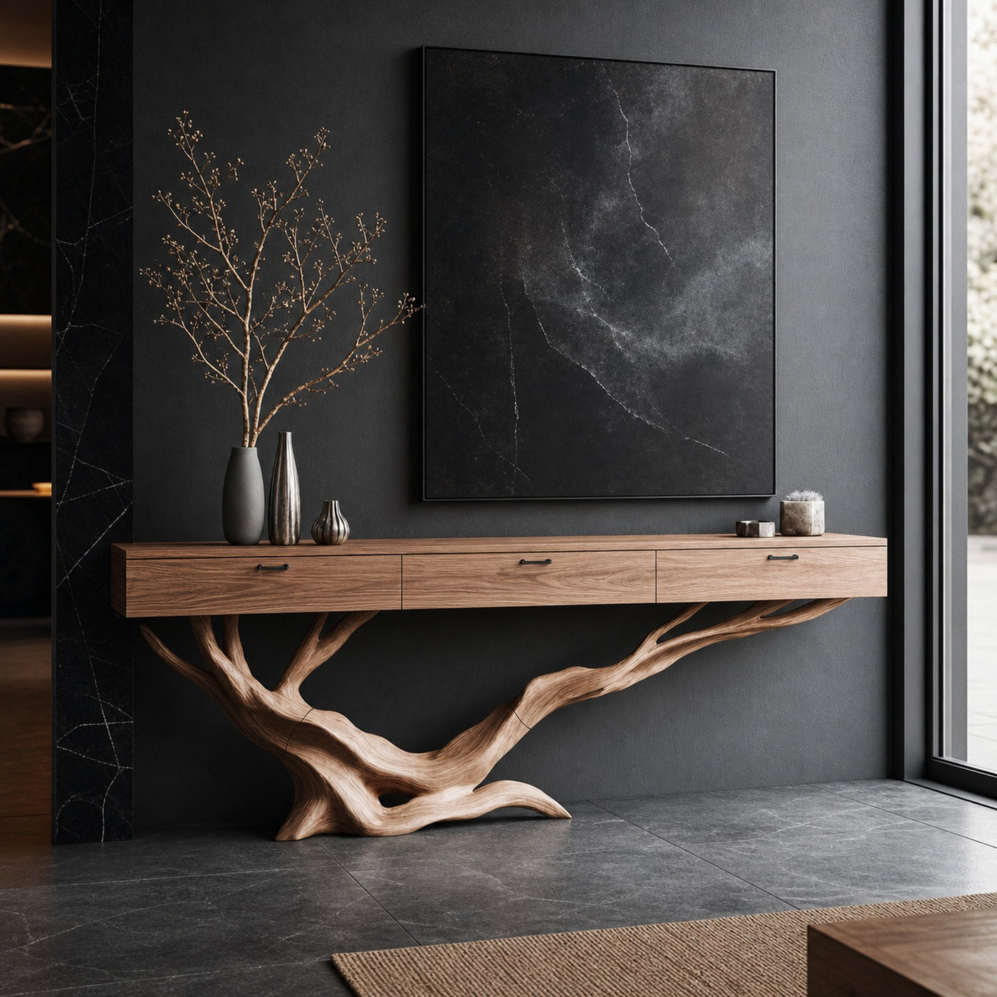 Mid Century Live Edge Entryway Table For Furniture Decor Modern