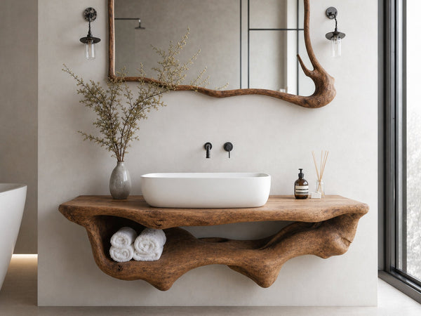 Mid Century Live Edge Floating Vanity Best Bathroom Decor