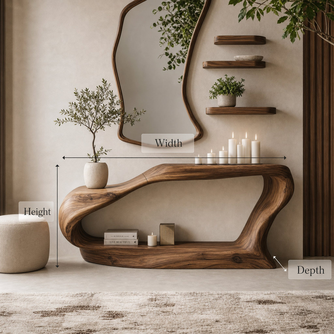 Mid Century Solid Wood Console Table for Living Room Decor - product view 6