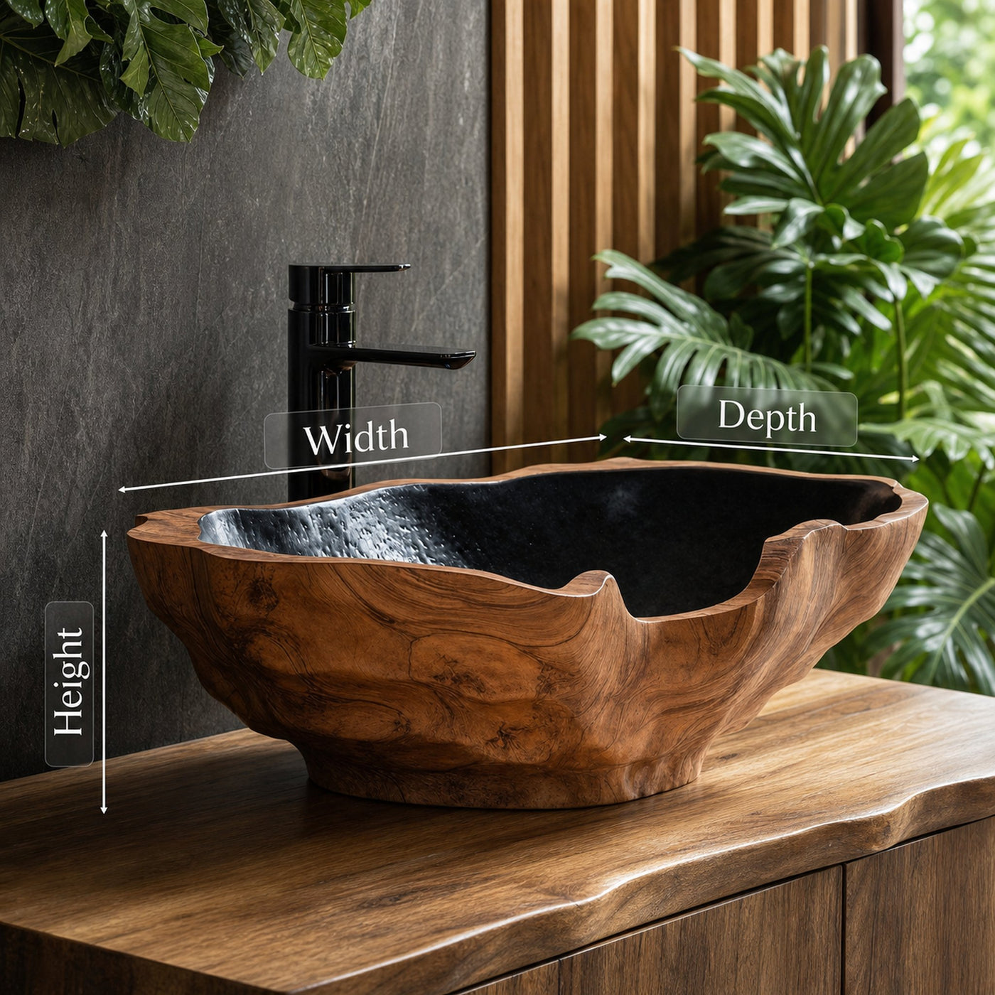Mid Century Solid Wood Sink For Elegant Bathroom Setup - product view 6