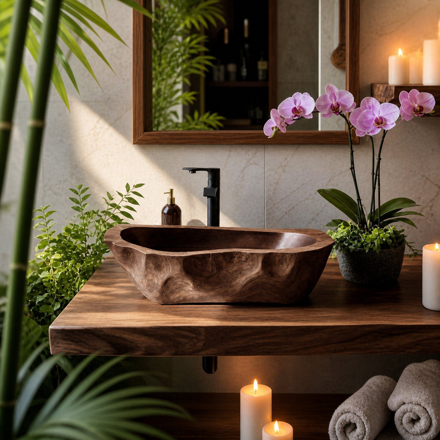 Mid Century Solid Wood Sink For Modern Bathroom Makeover - product view 7