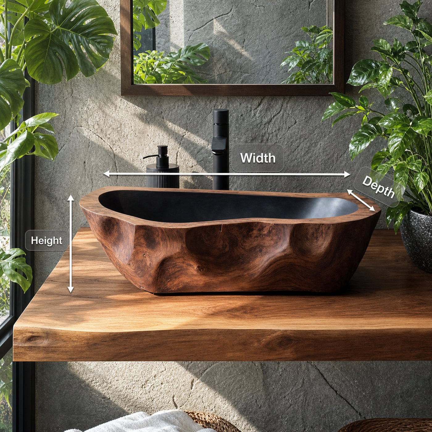 Mid Century Solid Wood Sink For Modern Bathroom Makeover - product view 8