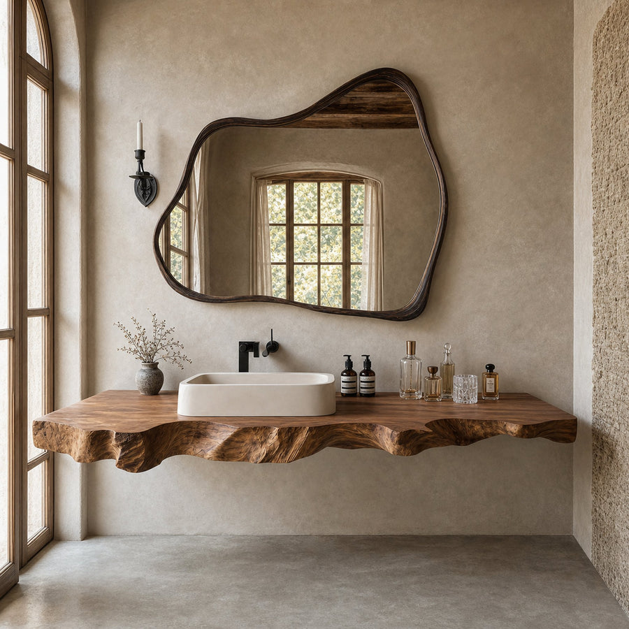 Mid Century Vanity In Solid Wood For Bathroom Decor