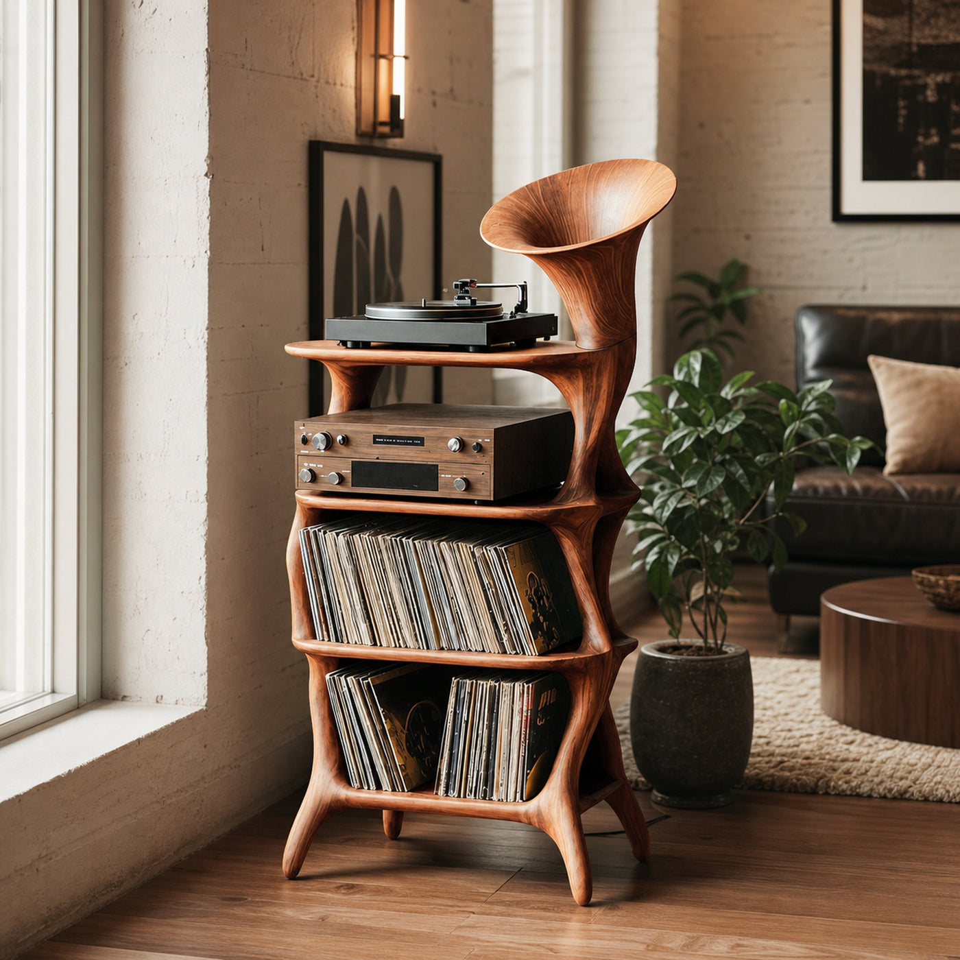 Mid Century Vinyl Cabinet For Livingroom Display - product view 6