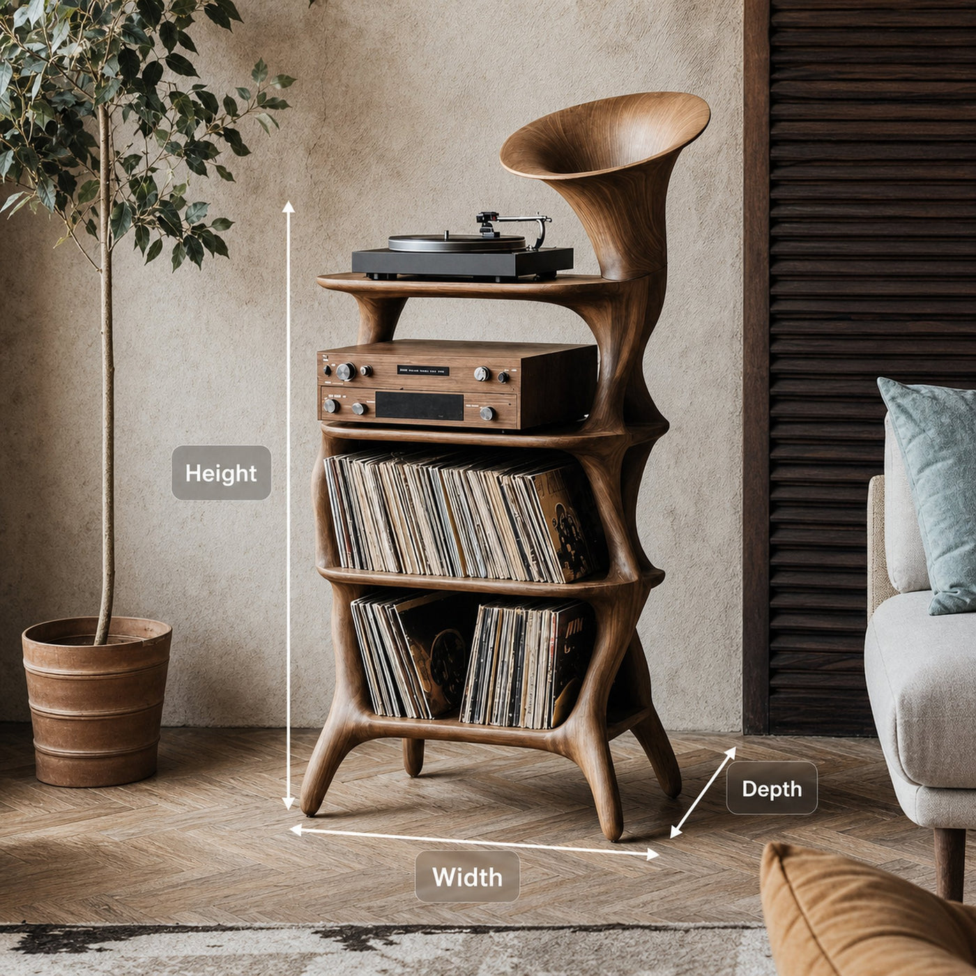 Mid Century Vinyl Cabinet For Livingroom Display - product view 8
